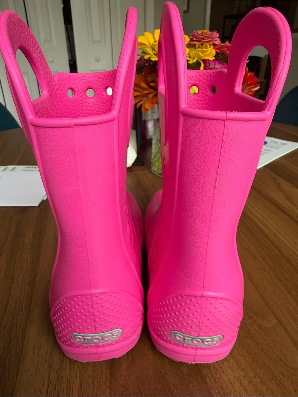 CROCS Kids Hot Pink Waterproof Pull-On Rain Boots